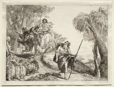 Fuga in Egitto: La Sacra Famiglia e il gregge di pecore da Giovanni Domenico Tiepolo