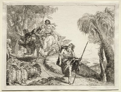 Fuga in Egitto: La Sacra Famiglia e il Gregge di Pecore da Giovanni Domenico Tiepolo