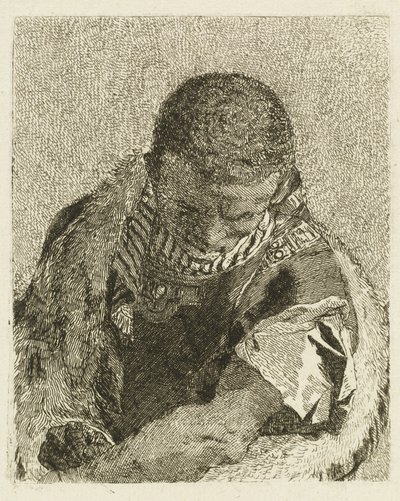 Testa di un moro chinato in avanti da Giovanni Domenico Tiepolo