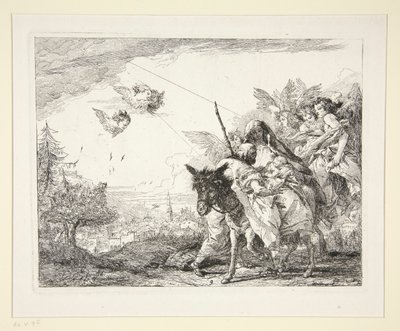 Giuseppe contempla il Bambino Gesù, dalla serie Idee pittoresche sopra la fuga in Egitto da Giovanni Domenico Tiepolo