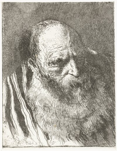Uomo con barba in mantello a righe da Giovanni Domenico Tiepolo