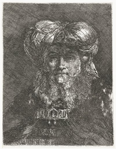 Uomo con grande turbante (serie: Raccolta di Teste) da Giovanni Domenico Tiepolo