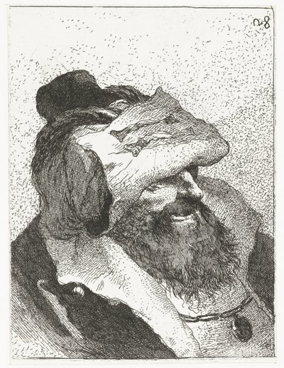 Uomo con cappello a tesa larga (Raccolta di Teste) da Giovanni Domenico Tiepolo