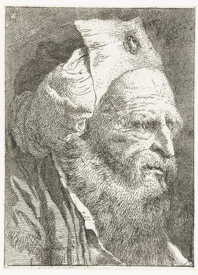 Uomo con cappello a tesa larga da Giovanni Domenico Tiepolo