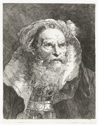Uomo con turbante e colletto alto (Verzameling hoofden) da Giovanni Domenico Tiepolo