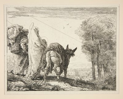 Maria che tiene il suo bambino in braccio, dalla serie Idee pittoresche sopra la fuga in Egitto da Giovanni Domenico Tiepolo