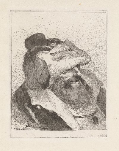 Vecchio con il cappello sulla fronte, dalla Raccolta di Teste da Giovanni Domenico Tiepolo
