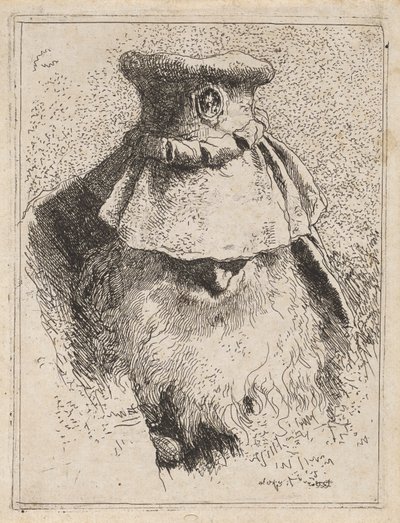 Vecchio con un grande cappello, dalla Raccolta di Teste da Giovanni Domenico Tiepolo