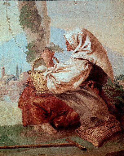 Vecchia contadina con un cesto di uova da Giovanni Domenico Tiepolo