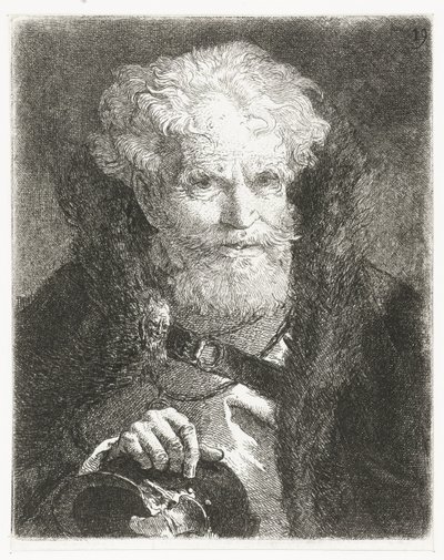 Vecchio con mantello e colletto di pelliccia e elmo da Giovanni Domenico Tiepolo