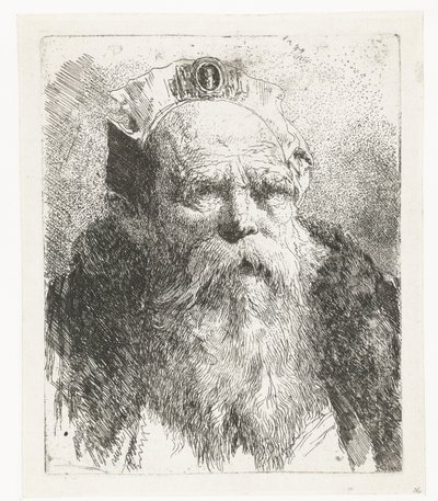 Vecchio con barba e cappello con ornamento da Giovanni Domenico Tiepolo