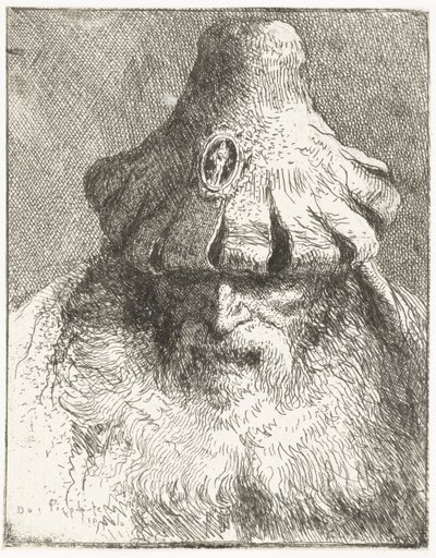 Vecchio con cappello conico con bordo intagliato (Raccolta di Teste) da Giovanni Domenico Tiepolo