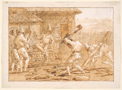Punchinello che taglia legna da Giovanni Domenico Tiepolo