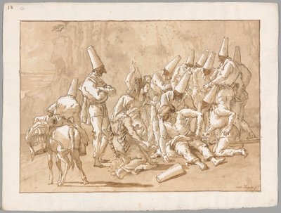 Punchinello crolla sulla strada da Giovanni Domenico Tiepolo