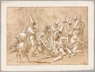 Punchinello crolla sulla strada da Giovanni Domenico Tiepolo