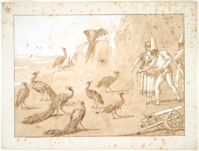 Pulcinella che Nutre i Pavoni da Giovanni Domenico Tiepolo