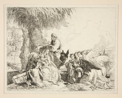 Riposo durante la Fuga in Egitto, dalla serie Idee pittoresche sopra la fuga in Egitto da Giovanni Domenico Tiepolo
