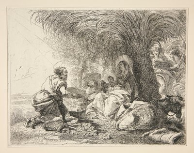 San Giuseppe adora il Bambino Gesù, dalla serie Idee pittoresche sopra la fuga in Egitto da Giovanni Domenico Tiepolo