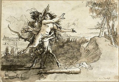 Satiro che sorprende una satira da Giovanni Domenico Tiepolo