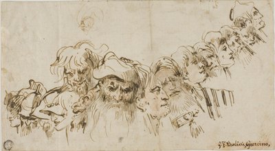 Schizzi di teste maschili (recto); regina e paggio (verso) da Giovanni Domenico Tiepolo