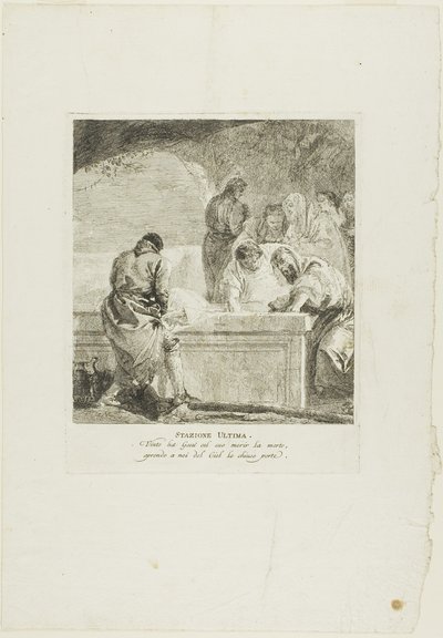 La sepoltura, tavola quattordici della Via Crucis da Giovanni Domenico Tiepolo