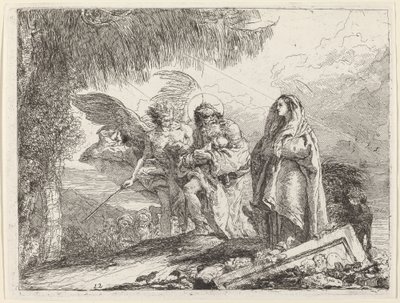 La fuga, Sacra Famiglia che cammina con un angelo da Giovanni Domenico Tiepolo