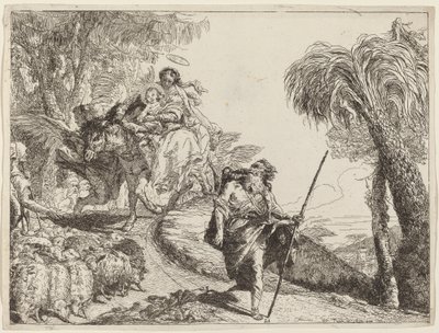 La fuga con Giuseppe in primo piano da Giovanni Domenico Tiepolo
