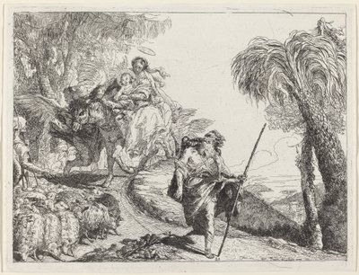 La Fuga con Giuseppe in Primo Piano da Giovanni Domenico Tiepolo