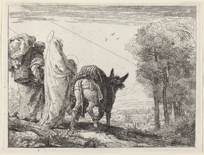 La Fuga con la Sacra Famiglia a Sinistra da Giovanni Domenico Tiepolo