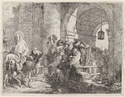 La Sacra Famiglia arriva a una porta della città da Giovanni Domenico Tiepolo