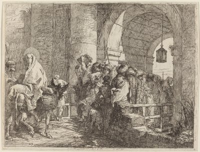 La Sacra Famiglia arriva a una porta della città da Giovanni Domenico Tiepolo