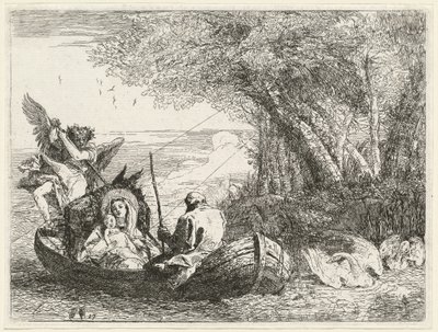 La Sacra Famiglia traghettata attraverso il fiume da Giovanni Domenico Tiepolo