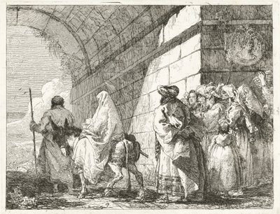 La Sacra Famiglia passa sotto un arco cittadino da Giovanni Domenico Tiepolo