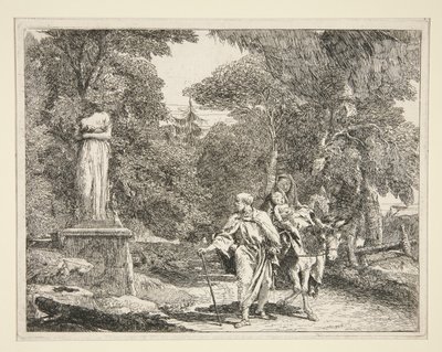 La Sacra Famiglia passa vicino a una statua, dalla serie Idee pittoresche sopra la fuga in Egitto da Giovanni Domenico Tiepolo