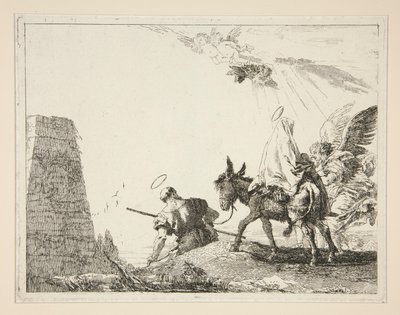 La Sacra Famiglia passa una piramide da Giovanni Domenico Tiepolo