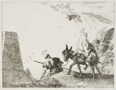 La Sacra Famiglia Passa vicino a una Piramide, tavola venti da La Fuga in Egitto da Giovanni Domenico Tiepolo