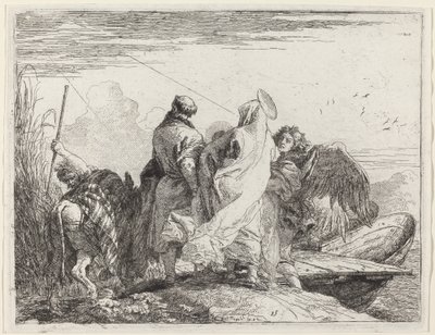 La Sacra Famiglia che si prepara a imbarcarsi da Giovanni Domenico Tiepolo