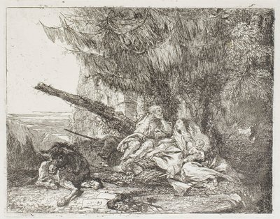 La Sacra Famiglia riposa in un bosco, tavola 23 da La fuga in Egitto da Giovanni Domenico Tiepolo