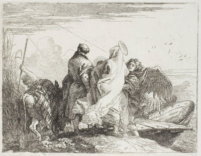 La Sacra Famiglia scende dalla riva, tavola quindici da La fuga in Egitto da Giovanni Domenico Tiepolo
