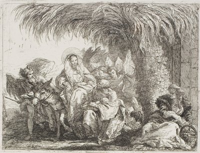 La Sacra Famiglia sotto una palma, tavola sei da La fuga in Egitto da Giovanni Domenico Tiepolo