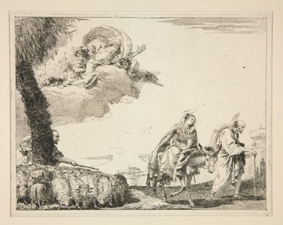 La Sacra Famiglia, dalla serie Idee pittoresche sopra la fuga in Egitto da Giovanni Domenico Tiepolo