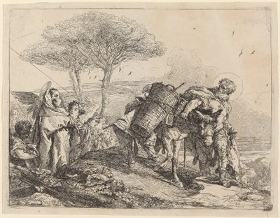 La Madonna e il Bambino a sinistra, con una fila di angeli da Giovanni Domenico Tiepolo