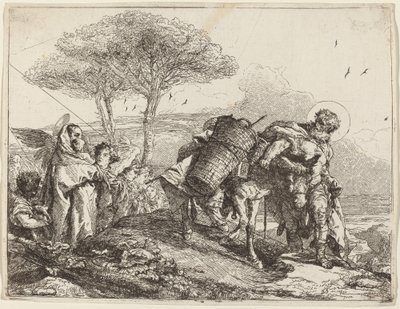 La Madonna e il Bambino a sinistra, con una fila di angeli da Giovanni Domenico Tiepolo