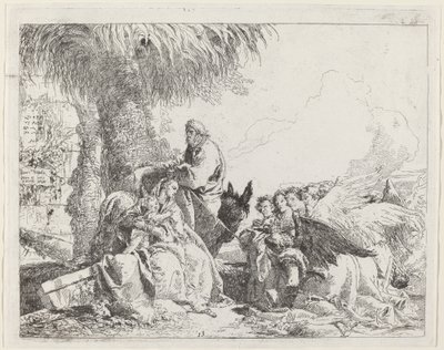 Il riposo durante la fuga, con angeli adoranti da Giovanni Domenico Tiepolo