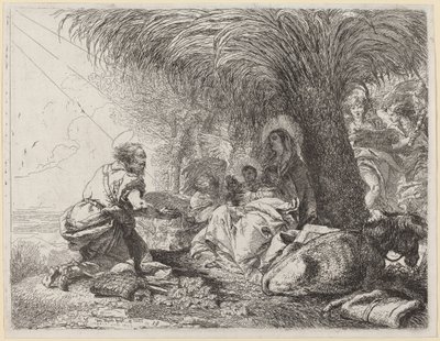 Il Riposo durante la Fuga con Giuseppe in Adorazione da Giovanni Domenico Tiepolo