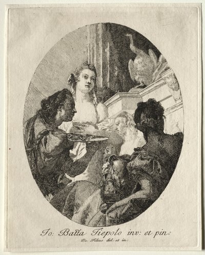 Tre donne che presentano doni di Marco Antonio a Cleopatra da Giovanni Domenico Tiepolo
