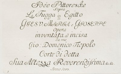 Frontespizio de La fuga in Egitto da Giovanni Domenico Tiepolo