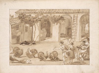 Tacchini in un cortile veneziano, il terzo disegno in Tiepolo da Giovanni Domenico Tiepolo