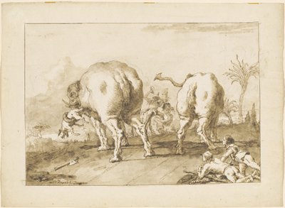 Due elefanti infuriati da Giovanni Domenico Tiepolo