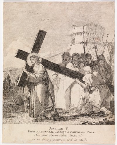 Via crucis - Stazione V. Simone di Cirene aiuta Gesù a portare la croce da Giovanni Domenico Tiepolo